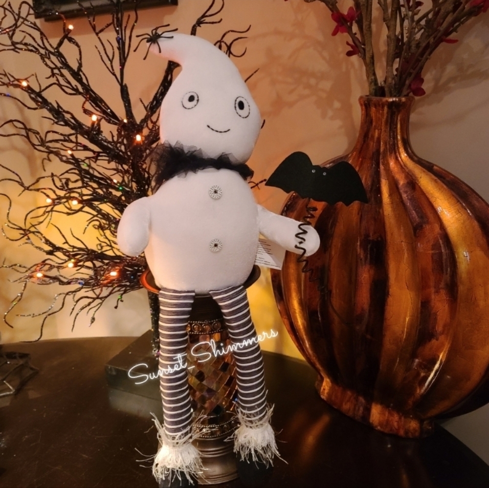 Halloween Primitive Vintage Style Ghost Doll Bat & Spider Shelf Sitter Decor NEW